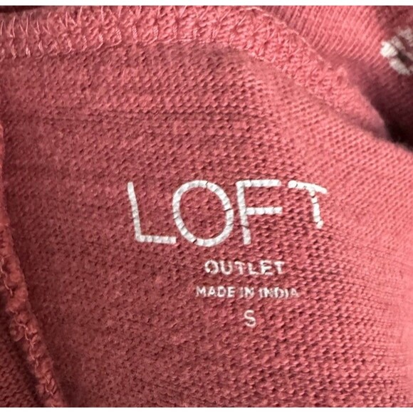 Loft Mock Neck Long Sleeve Shirt Rust Floral Small Top - Picture 4 of 11